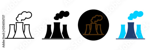 Four Different Nuclear Power Plant Icon Style Variations