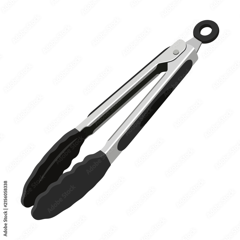 Obraz premium Kitchen tongs with silicone tips isolated on white background
