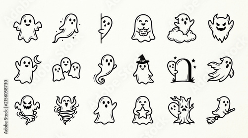 Flat icons of people exercising and relaxing