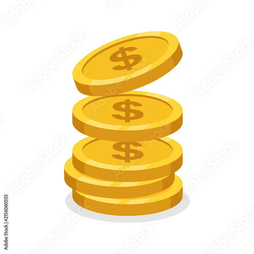 Stack of gold coins isolated on white background