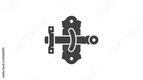 Quadro su tela Clean Black and White Minimalist of a Traditional Hasp and Strap Lock Mechanism