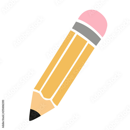 Simple yellow pencil illustration with pink eraser tip stationery education supplies illustration transparent creative equipment knowledge learning academic workspace as isolated object