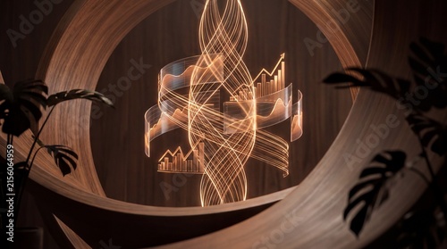 Business innovation concepts, abstract representation of data analytics featuring growth charts and organic elements