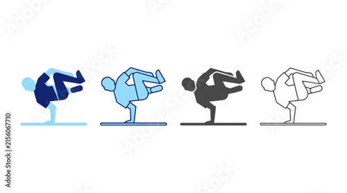 Принти на полотні Breakdancer Silhouettes Performing Athletic Power Moves Vector Set for Urban Spo