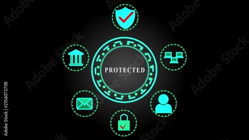 Protected Digital Data and Cyber Security Concept Animation