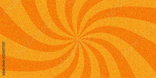Radial Swirl Orange and Yellow Background. Psychedelic swirl background with retro spirals. Abstract radial sunbeams with waves.