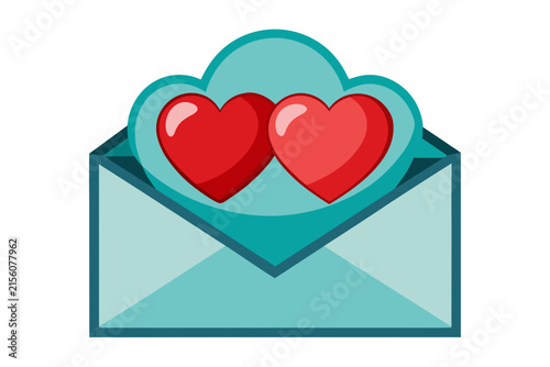 Valentine's Day Love Hearts in Envelope for Romantic Greeting