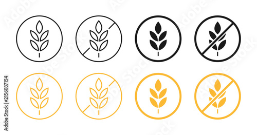 Gluten free icon, non gluten food allergy and dietary label symbol vector.