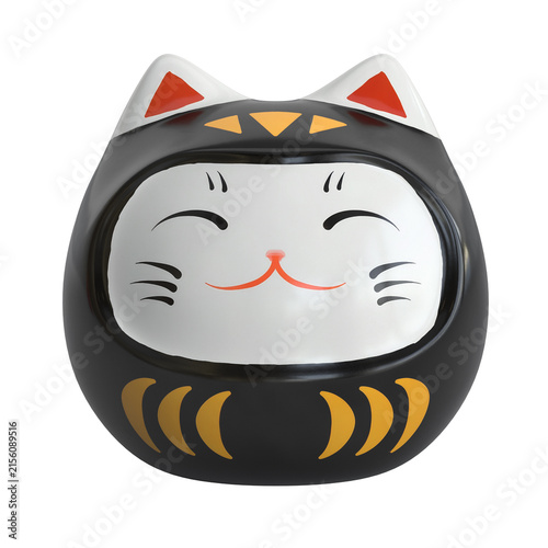 Maneki neko lucky cat isolated on white background