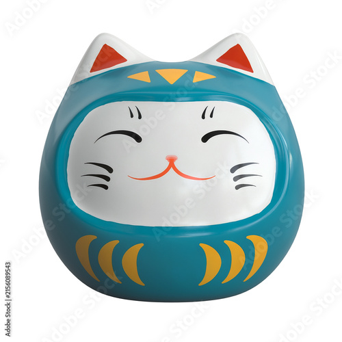 Maneki neko lucky cat isolated on white background