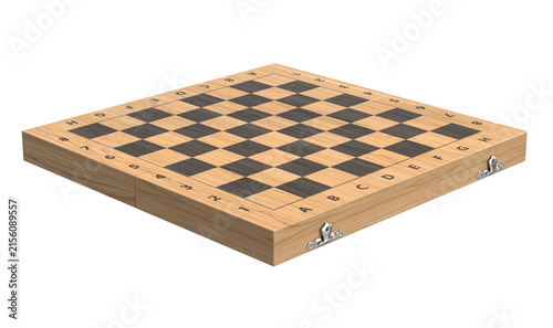 Wooden chess board isolated on white background