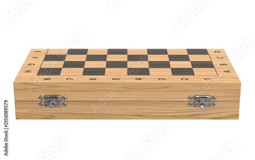 Wooden chess board isolated on white background
