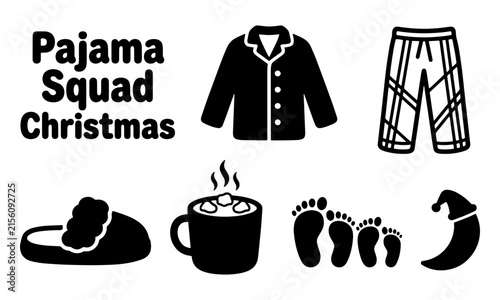 Foto Pajama squad christmas cozy night silhouette graphics for family pj gatherings