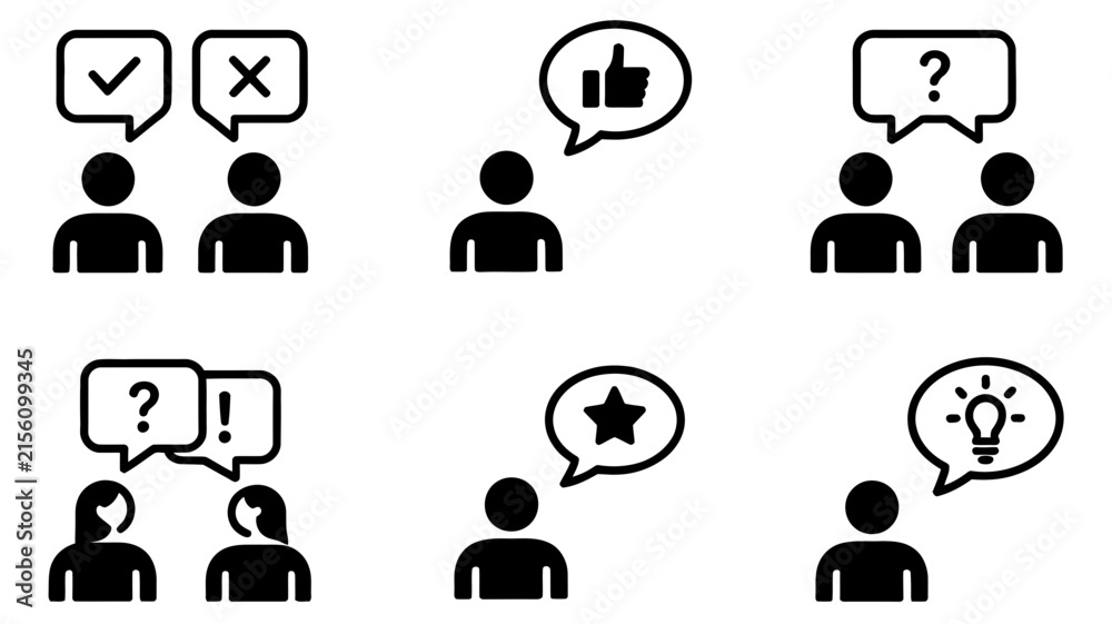 Fototapeta premium People reacting with speech bubbles icons Vector