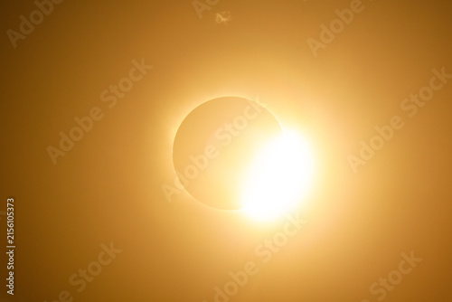 Total solar eclipse, sun bursting out from behind. Third contact. 12 August. 