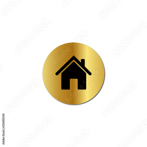 Golden House Logo with Circular Border for Real Estate Branding | Golden Home Symbol in Round Badge Isolated on Transparent Background