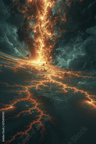 an abstract fantasy lightning bolt . 3d illustration