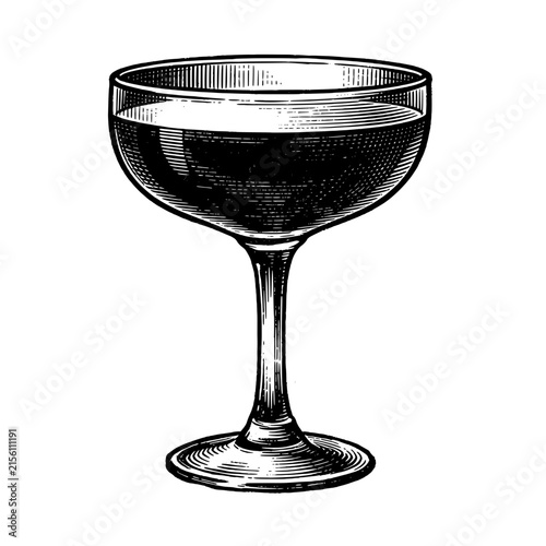 Hand-drawn Sketch A Coupe Rock Glass Hand-drawn vintage engraving illustration