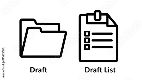 Fotografía Document draft folder and checklist task list icons with checklist, document