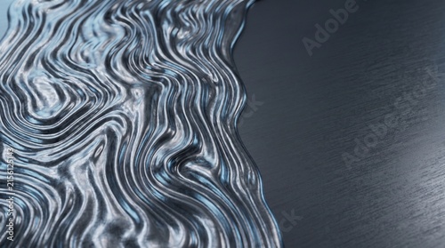Liquid Metal Flow: A mesmerizing abstract visual of metallic liquid flowing and creating intricate patterns against a dark, textured background. Captures fluidity and industrial aesthetic.