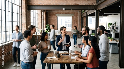 Confident Young Business Team Collaborating During Modern Office Meeting