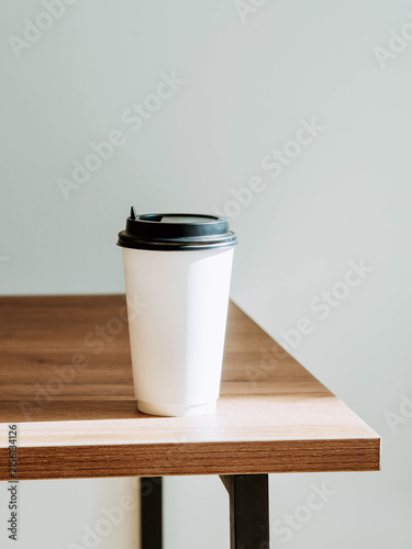 Takeaway Coffee Cup on Wooden Table