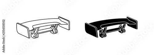 Car Spoiler Vector Icons: Black and White Outline Designs for Automotive Performance Graphics