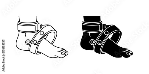 Bild auf Leinwand Ankle Restraint Vector Icons: Freedom Symbolism, Captivity, Limitation, Human Fo