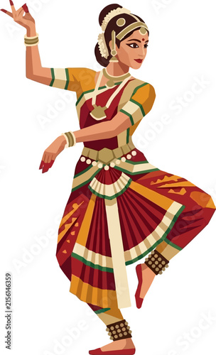 Indian Bharatanatyam Classical Dancer Illustration