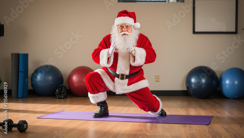 Santa Claus doing sports, fitness & yoga
