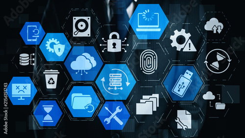 Canvas Print Data recovery icons show backup, data recovery process, and secure restoration
