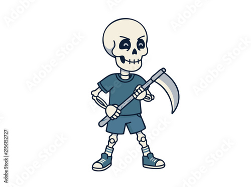 Fotografie Chibi skeleton holding small scythe