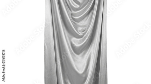 Obraz na plátně Elegant silver satin fabric draped with soft folds and highlights