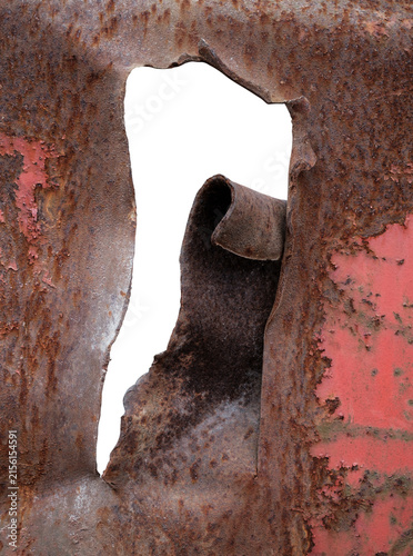 Damaged Rusted Metal Sheet Hole