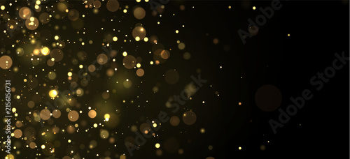 Cuadro en lienzo Softly glowing golden bokeh lights scattered against a dark background with vary