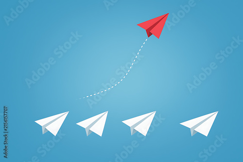 Paper Airplanes In Flight Against A Blue Background airplane flying