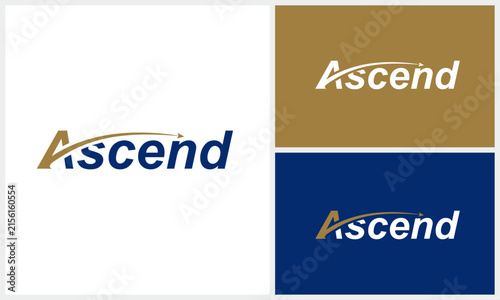 word mark ascend with arrow success growth and typography grow logo design
