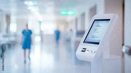Digital Healthcare Kiosk For Patient Self Registration Hospit Alternate Connected Support Perspective, medical technology service, AI diagnostic solutions, connected healthcare support