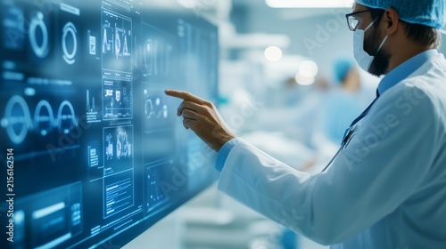 Medical Consultant Presenting Hospital Digital Tra Diagnostic Service Wide View, medical technology service, AI diagnostic solutions, connected healthcare support