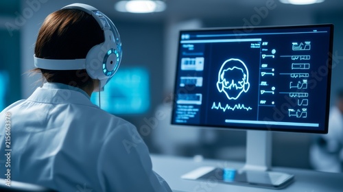 Powered Symptom Assessment Interface Patient Triage Techno Clinical Integration System Scene, medical technology service, AI diagnostic solutions, connected healthcare support