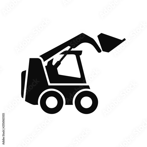 Skid steer loader silhouette with raised bucket icon