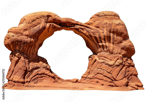 Natural sandstone rock arch isolated on white background