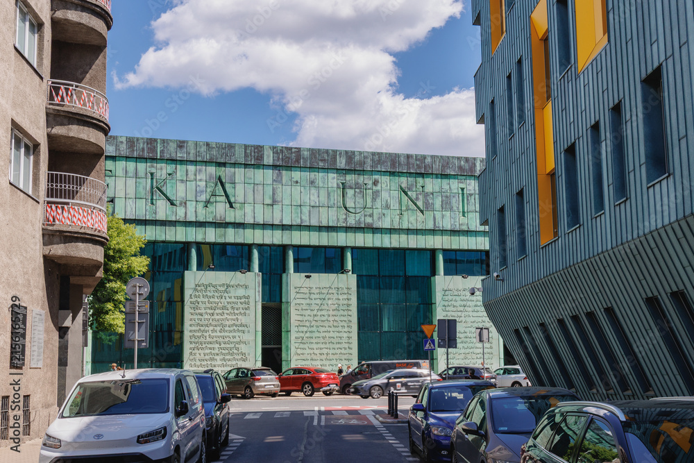 Fototapeta premium Warsaw, Poland - May 27, 2026: University of Warsaw Library facade viewed from Wislana Street