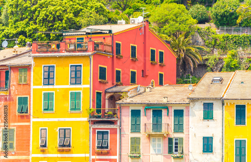 Bild auf Leinwand Exterior of colorful houses in Portofino Italy