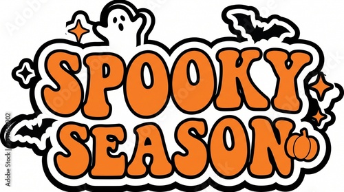 Retro style spooky season lettering with halloween elements for festive designs