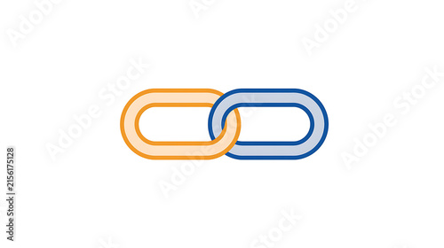 Interlocking Chain Links Icon Representing Connection, Unity, Partnership, and Digital Relationships on White Background