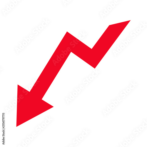 Konstfotografi A bright red arrow pointing down showing a negative trend or decline