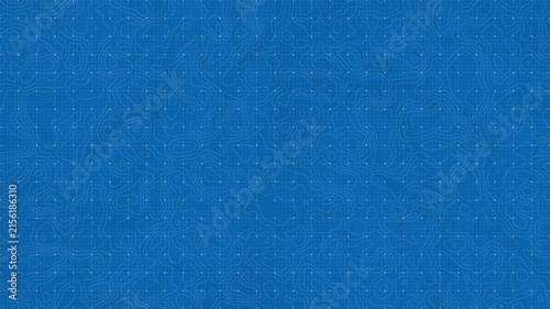 Animation topographic map Blueprint graph paper background contour lines grid elements loop tactical grid backdrop. Blue abstract background motion design.