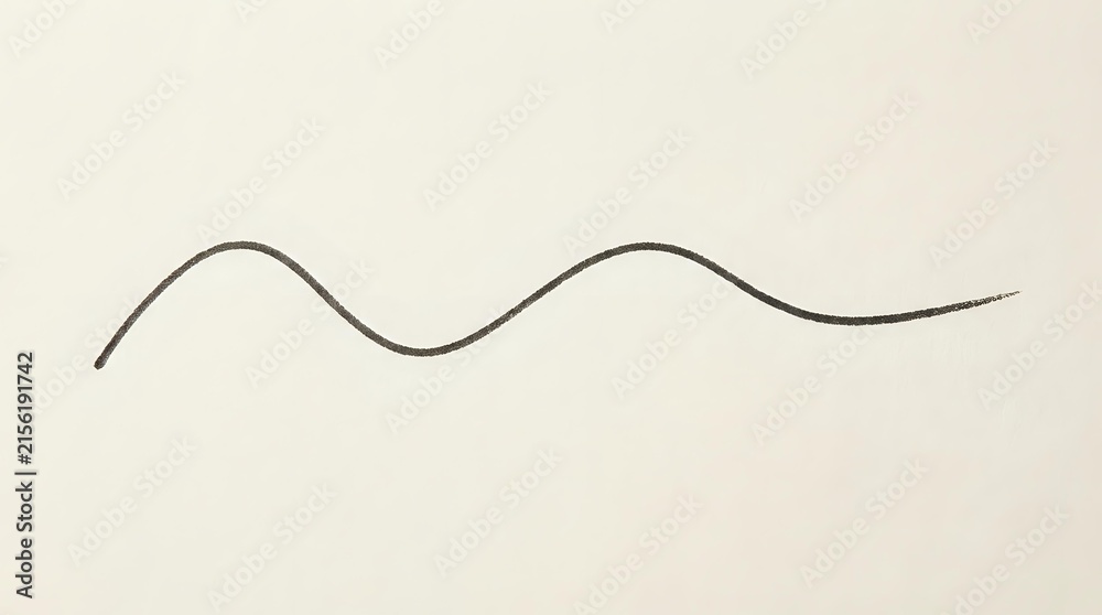 Obraz premium Continuous flowing wavy line in dark gray on a light beige background