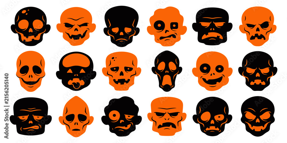 Obraz premium Red Cat Halloween Seamless Pattern with Black and White Cats, Pumpkins, Bats, Ghosts, Skulls and Ladybugs Cartoon Vector Illustration for Festive Design.